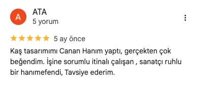 Google yıldız puanı – 4D Erkek Kaş Tasarımı